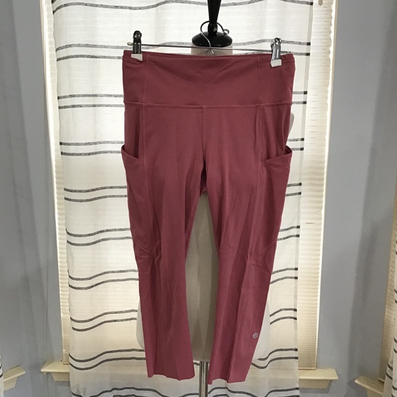lululemon athletica Pants - Lululemon Women Size 8 Fast & Free High Rise Crop Dusty Rose Leggings Yoga Gym